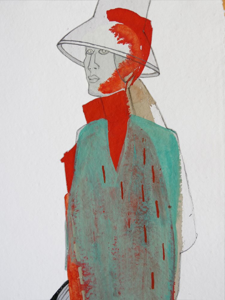 Red Splash Fashion Figure by Doris Schmitz