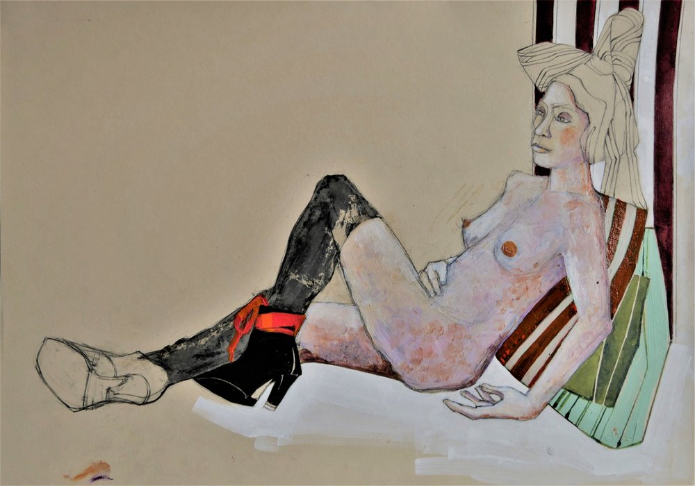 Stylish Reclining Nude by Doris Schmitz