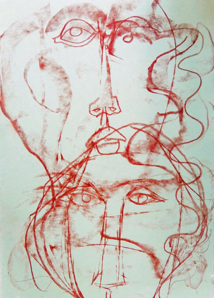 Two Abstract Faces by Doris Schmitz