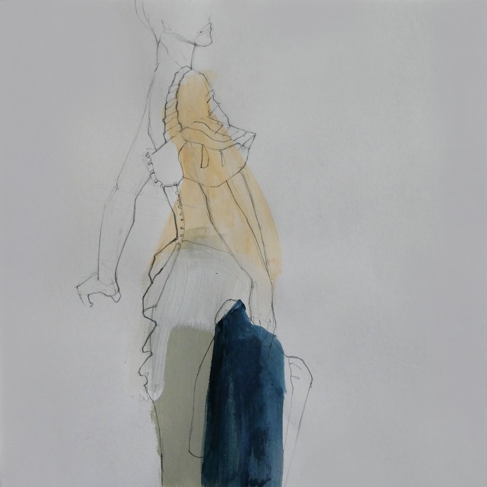 Yellow Dress Fashion Sketch by Doris Schmitz