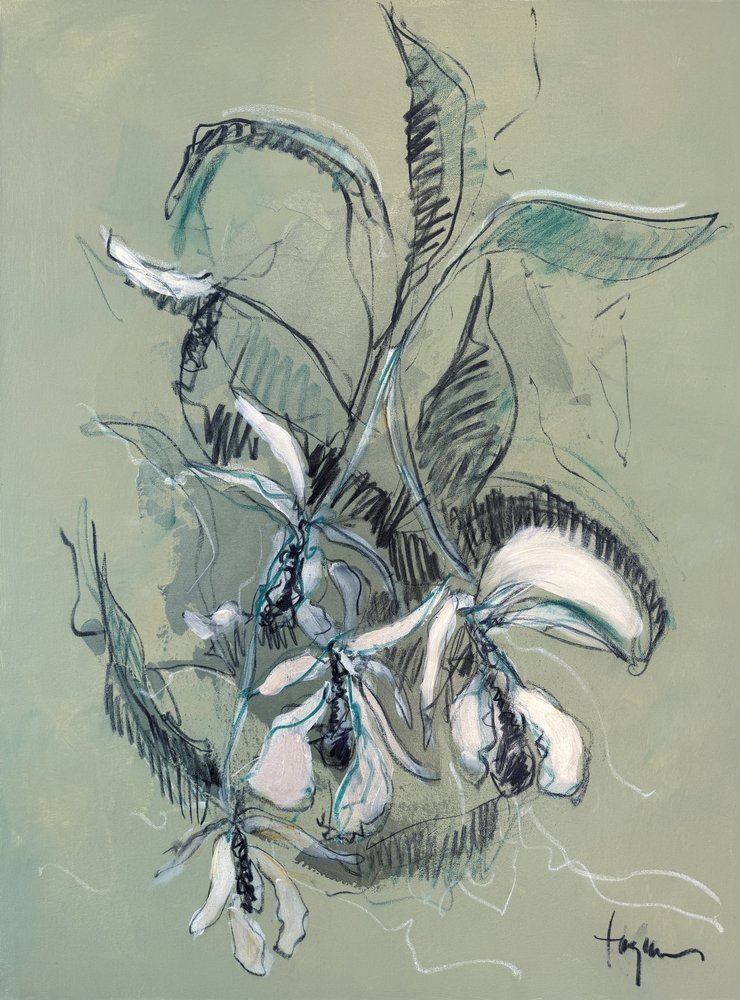 Elegant Orchid Sketch by Dorothy Fagan