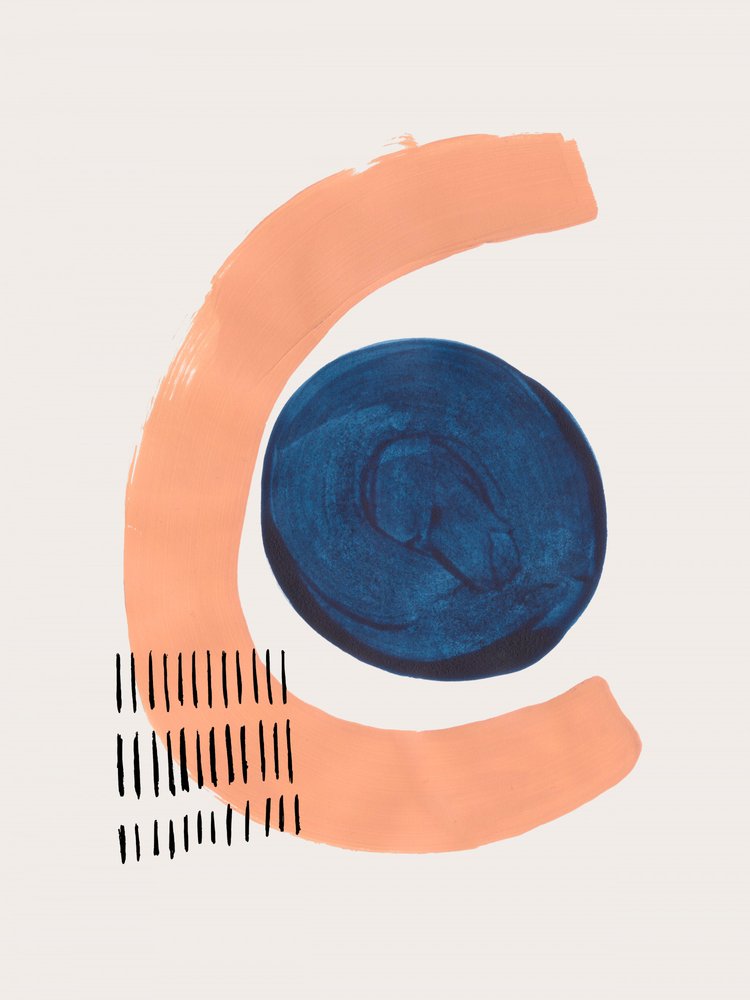 Curved Peach Blue Abstract by Ejaaz Haniff
