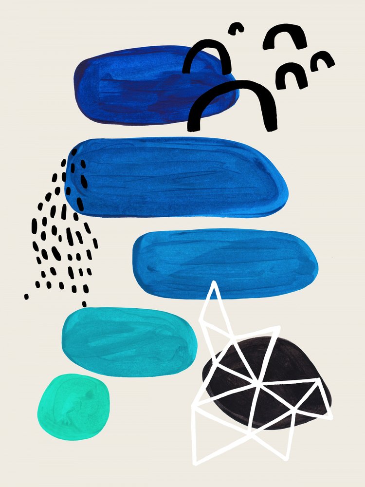 Modern Blue Shapes by Ejaaz Haniff