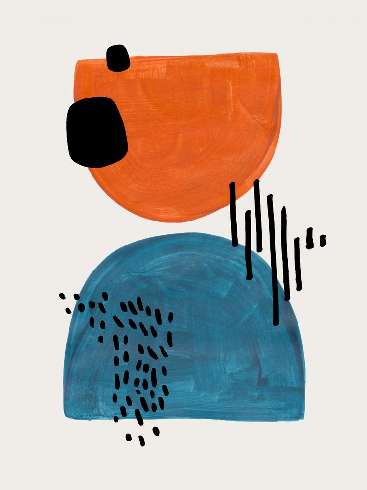 Orange Blue Abstract Shapes by Ejaaz Haniff