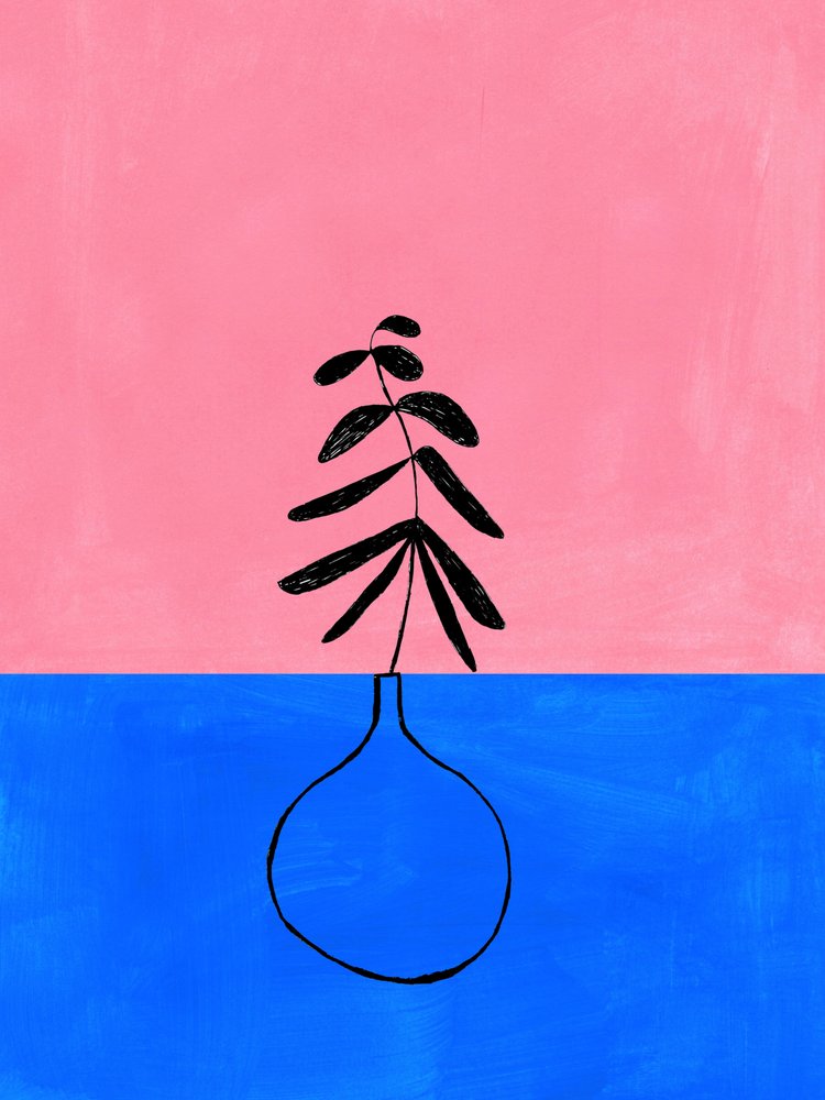 Pink Blue Botanical by Ejaaz Haniff