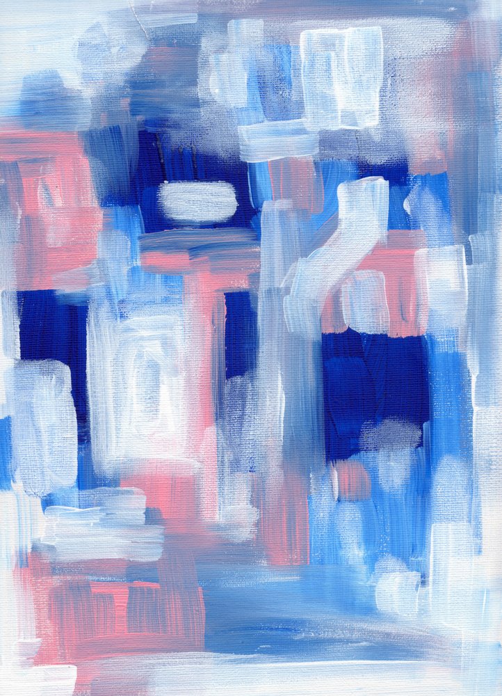 Vibrant Blue Pink Abstract by Ejaaz Haniff
