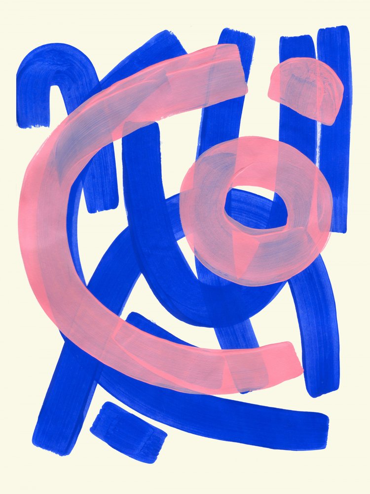 Vibrant Blue Pink Abstract by Ejaaz Haniff