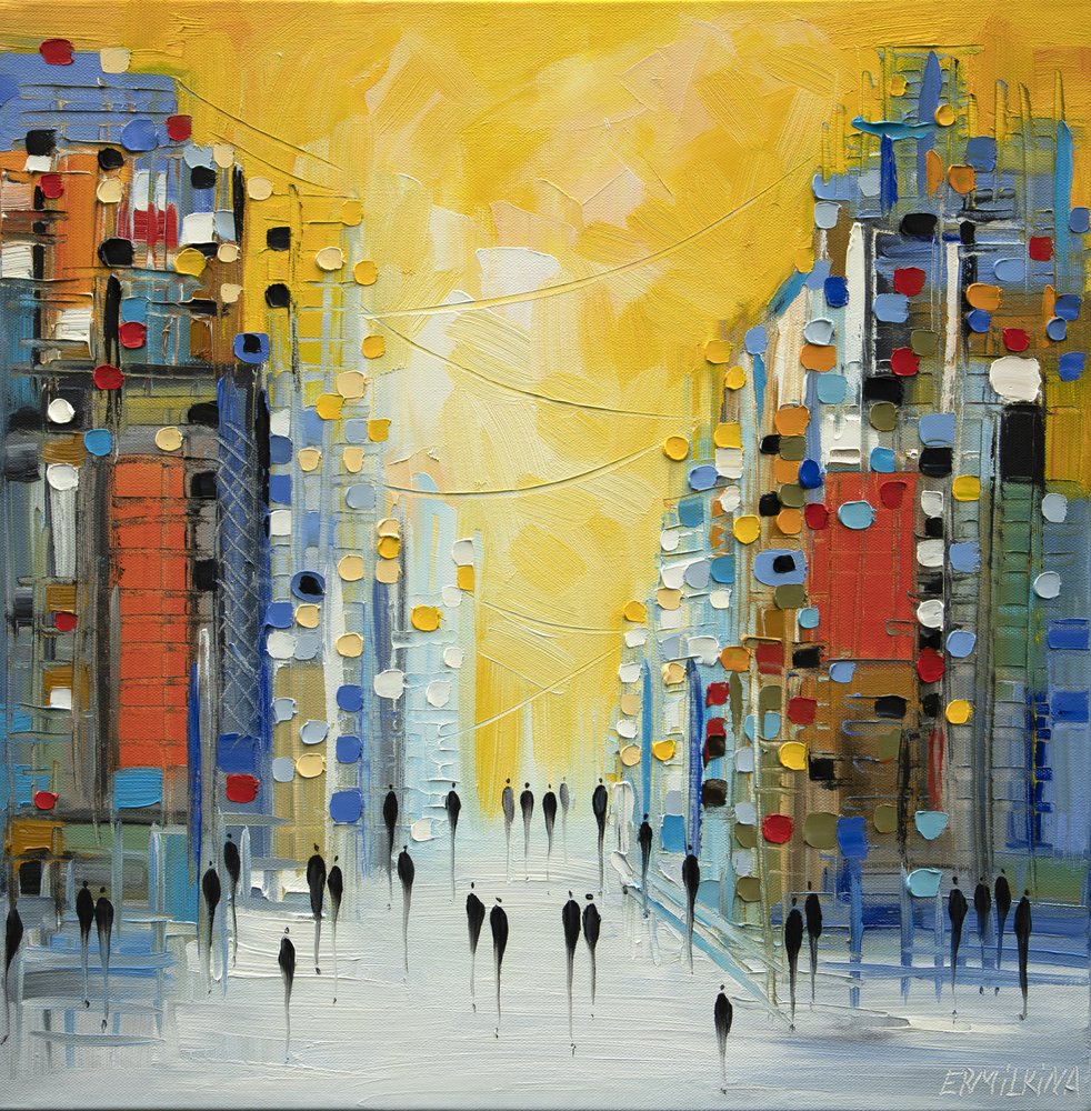 Vibrant City Street by Ekaterina Ermilkina