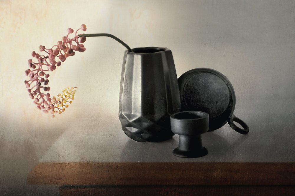 Pink Berries Ceramic Still Life by Elena Arjona