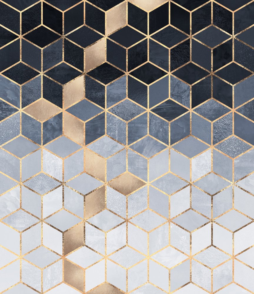 Abstract Gold Cubes by Elisabeth Fredriksson