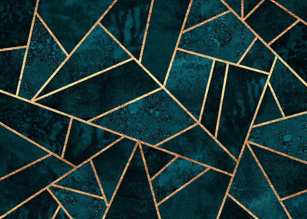 Teal Gold Geometric Mosaic by Elisabeth Fredriksson
