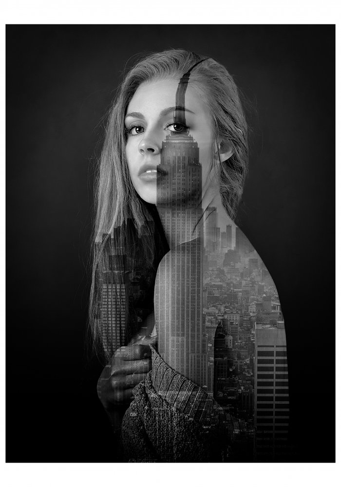 Urban Woman Double Exposure by Fadil Roze
