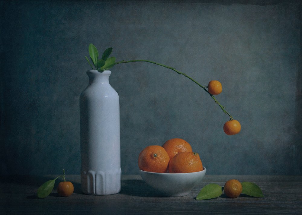 Moody Citrus Still Life by Fangping Zhou