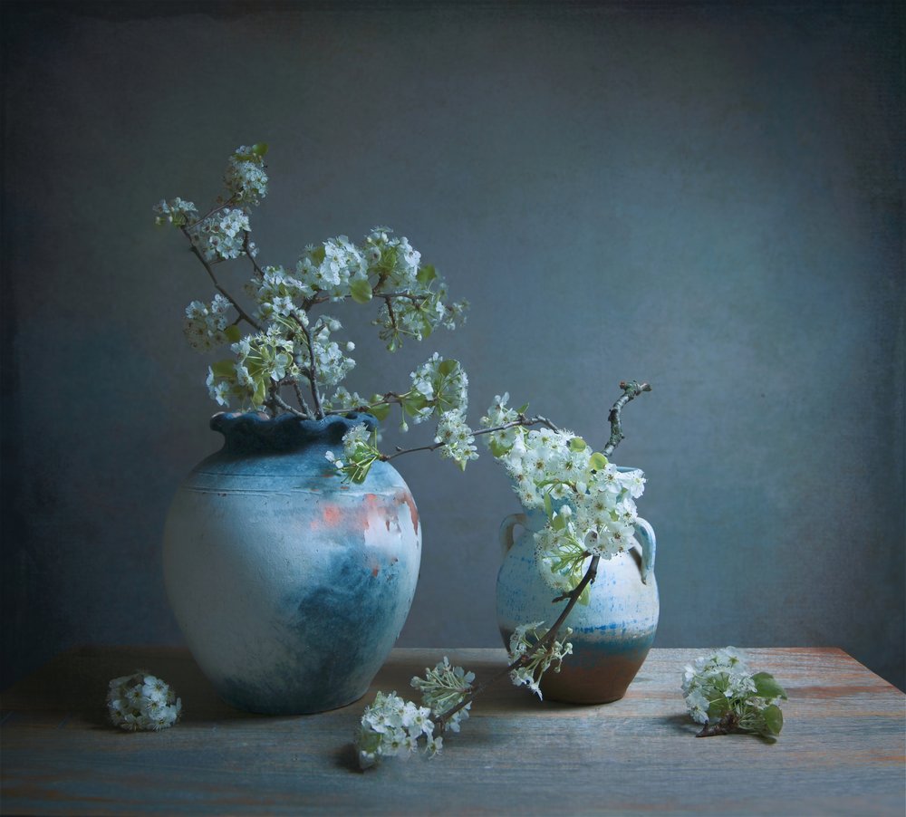 White Blossom Still Life by Fangping Zhou