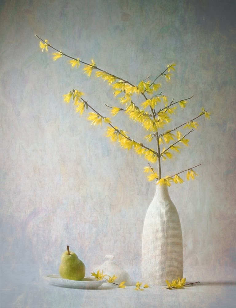 Yellow Flowers and Pear by Fangping Zhou