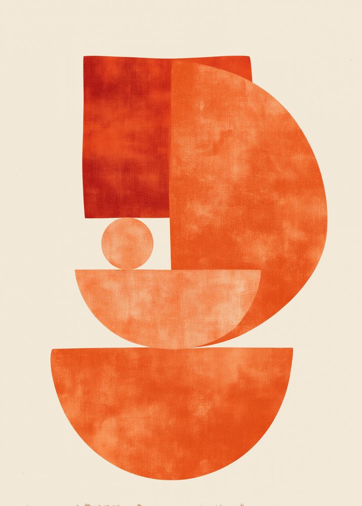 Balanced Orange Abstract Shapes by Flow Line