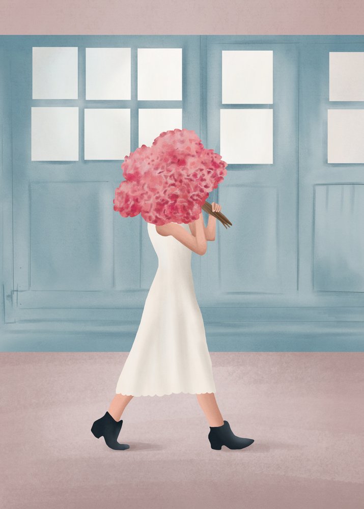 Elegant Walk with Flowers by Flow Line