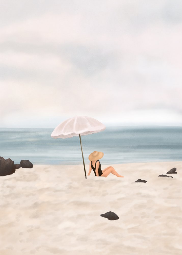 Serene Beach Scene by Flow Line