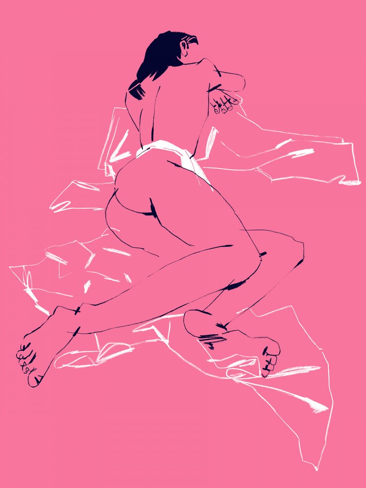 A Girl Sleeping Back View Pink by Francesco Gulina