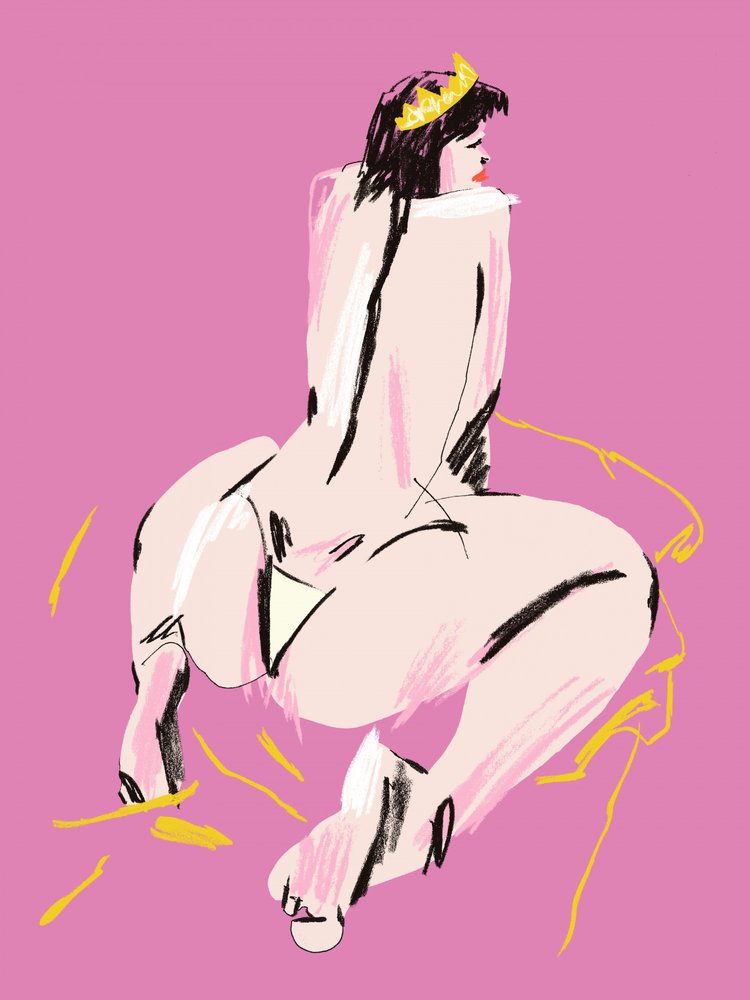 Female Nude Back View Pink by Francesco Gulina