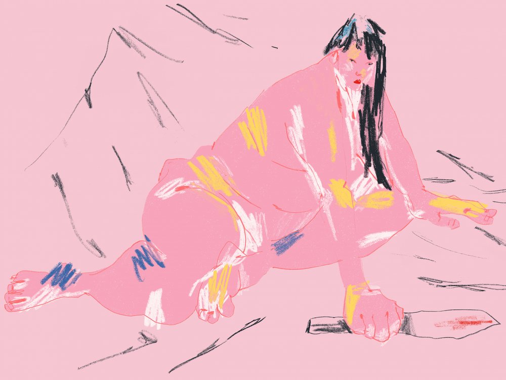 Pink Figure Bloodied Knife by Francesco Gulina