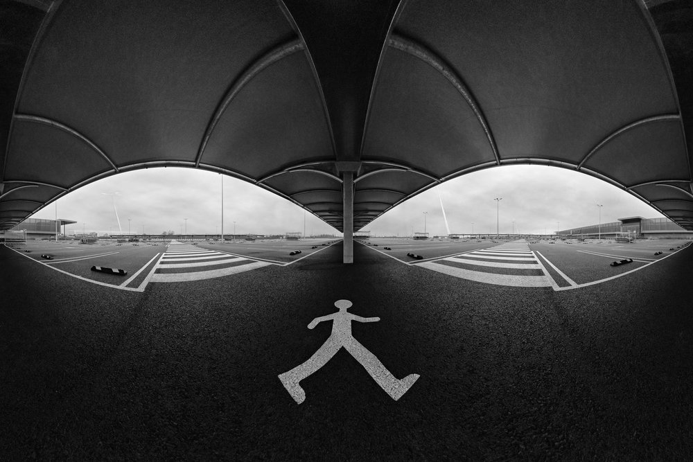 Monochrome Parking Perspective by Francois Casanova