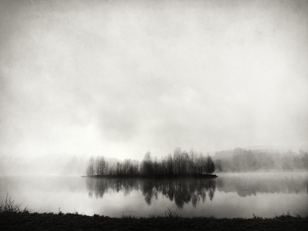 Misty Island Reflection by Franz Bogner