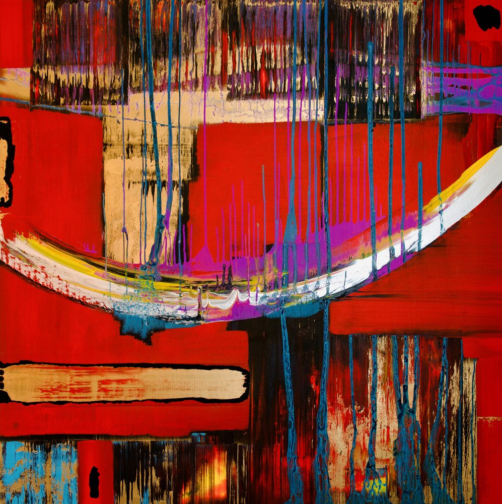 Dynamic Red Gold Abstract by Fredrik Olsen