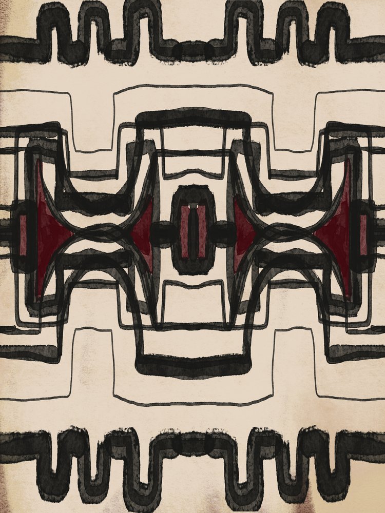 Red Tribal Geometry by Gemma Bardot