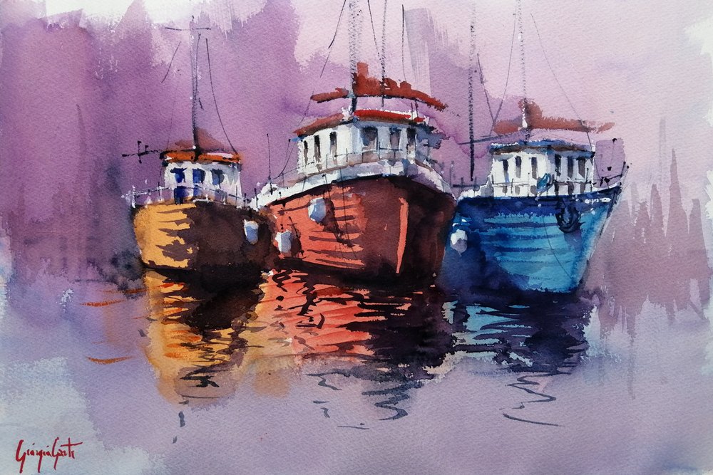 Colorful Harbor Boats by Giorgio Gosti