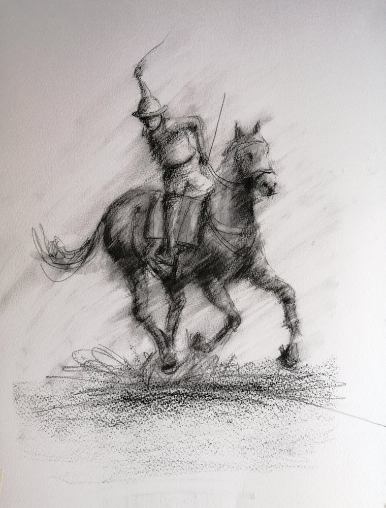 Mounted Warrior Sketch by Giorgio Gosti