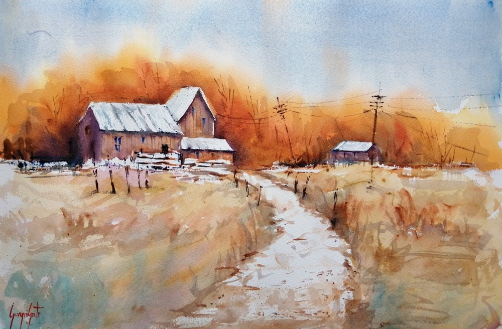 Rustic Winter Barn by Giorgio Gosti