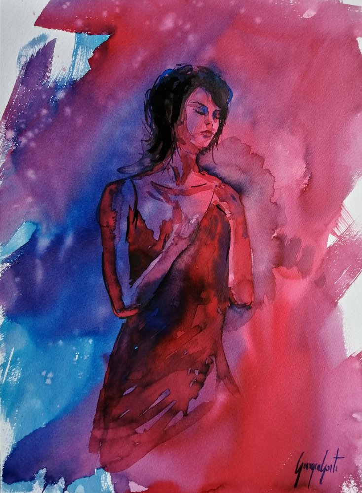 Serene Woman Watercolor by Giorgio Gosti