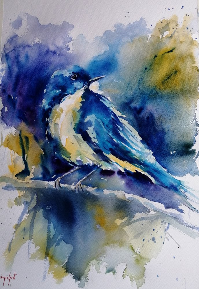 Vibrant Blue Bird by Giorgio Gosti