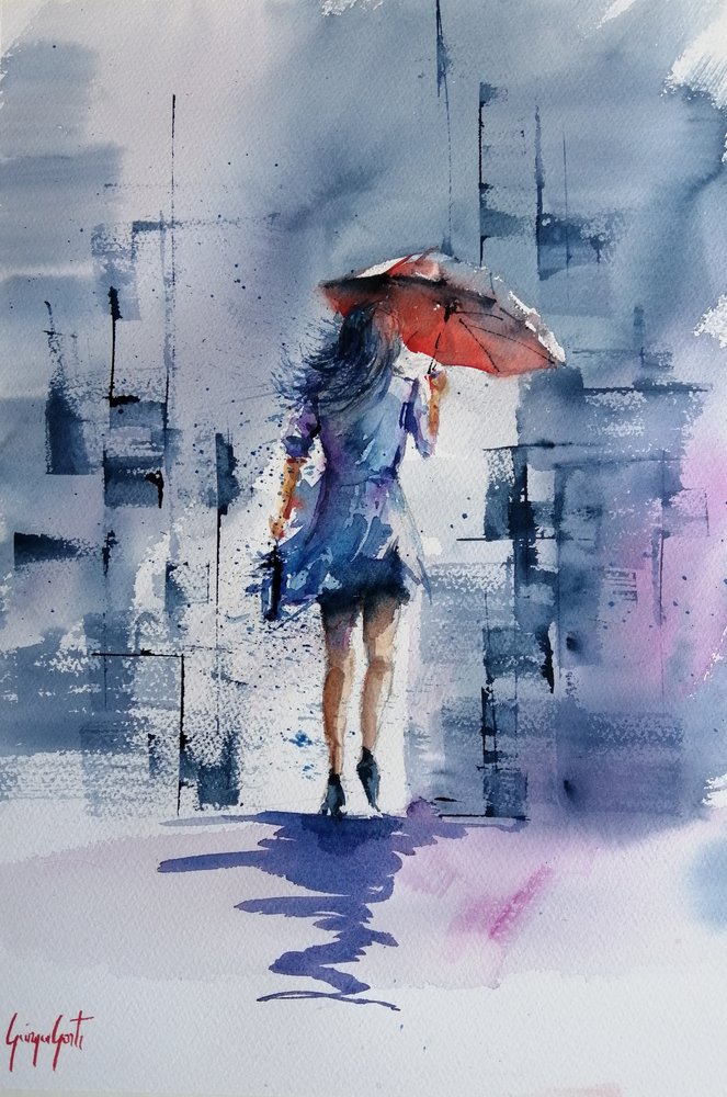 Woman With Red Umbrella by Giorgio Gosti