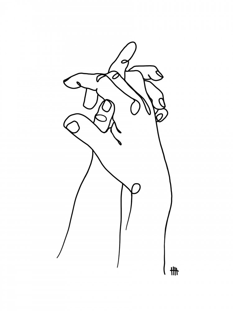Connected Hands Line Art by Hanna Lee Tidd