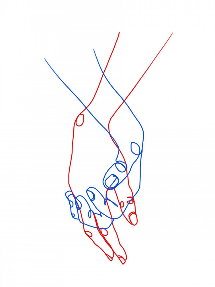 Holding Hands Line Art by Hanna Lee Tidd