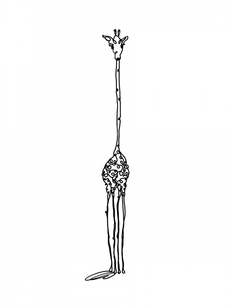 Whimsical Tall Giraffe Drawing by Hanna Lee Tidd