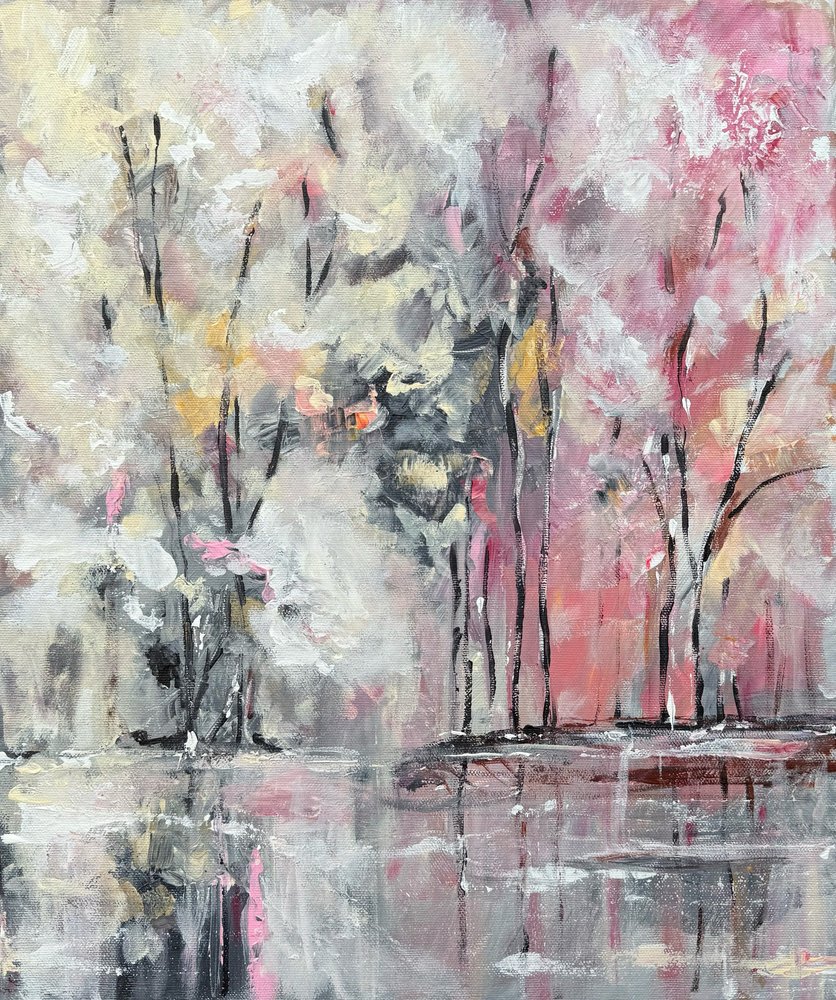 Misty Pink Forest Reflections by Helena Ryhle