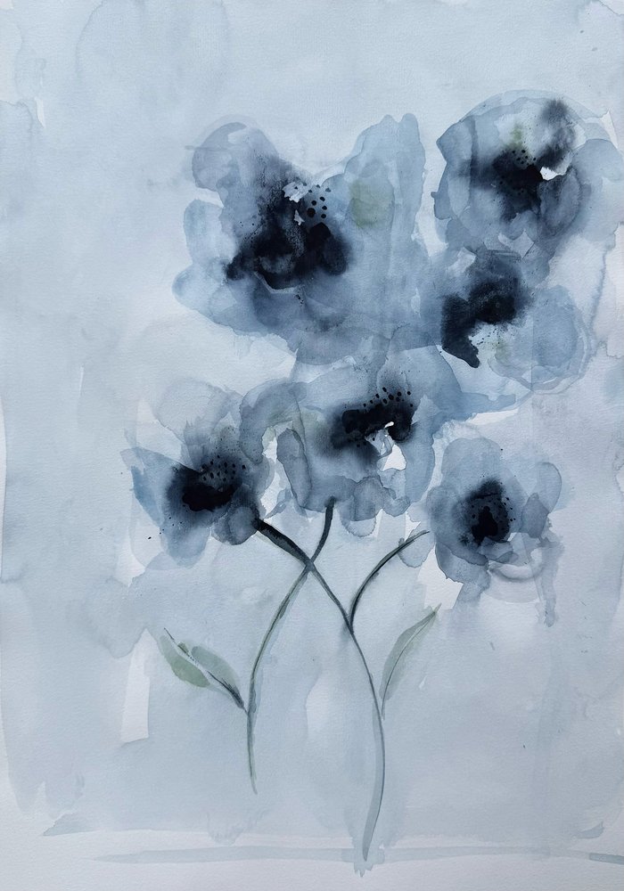 Soft Blue Blooms by Helena Ryhle