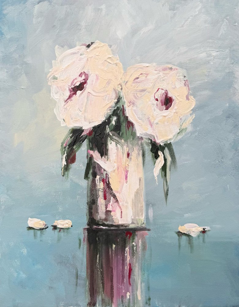 White Peonies Reflection by Helena Ryhle