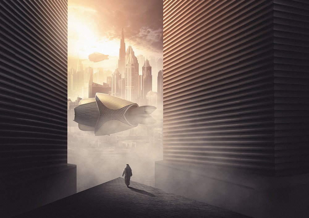 Golden Future Traveler by Hussain Buhligaha