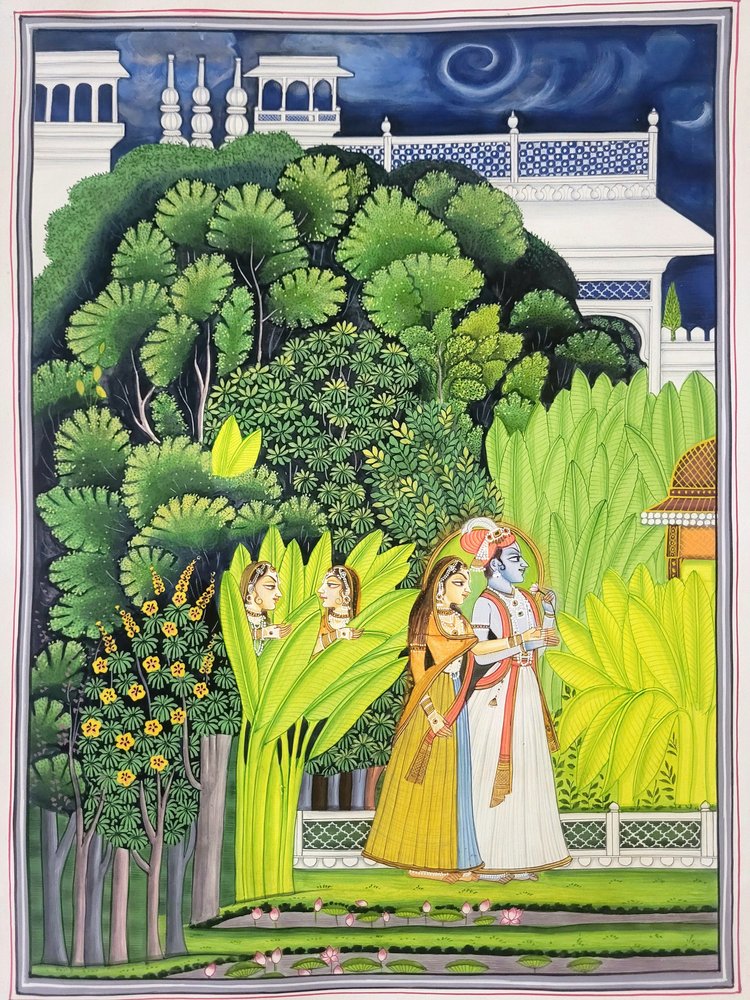 Radha and Krishna in Moonlit Garden by IMAGINEERS STUDIO