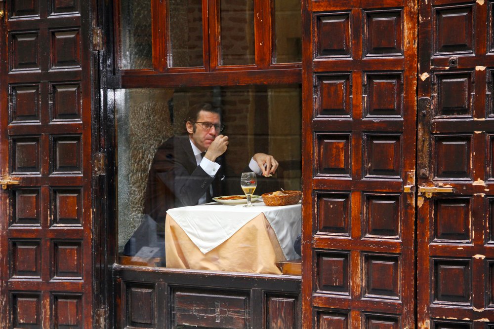 Pensive Man Cafe Window by Igor Shrayer