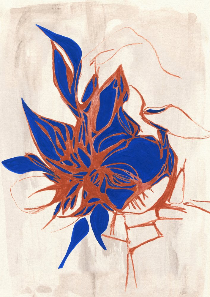 Abstract Blue Bloom by Jenja Braun