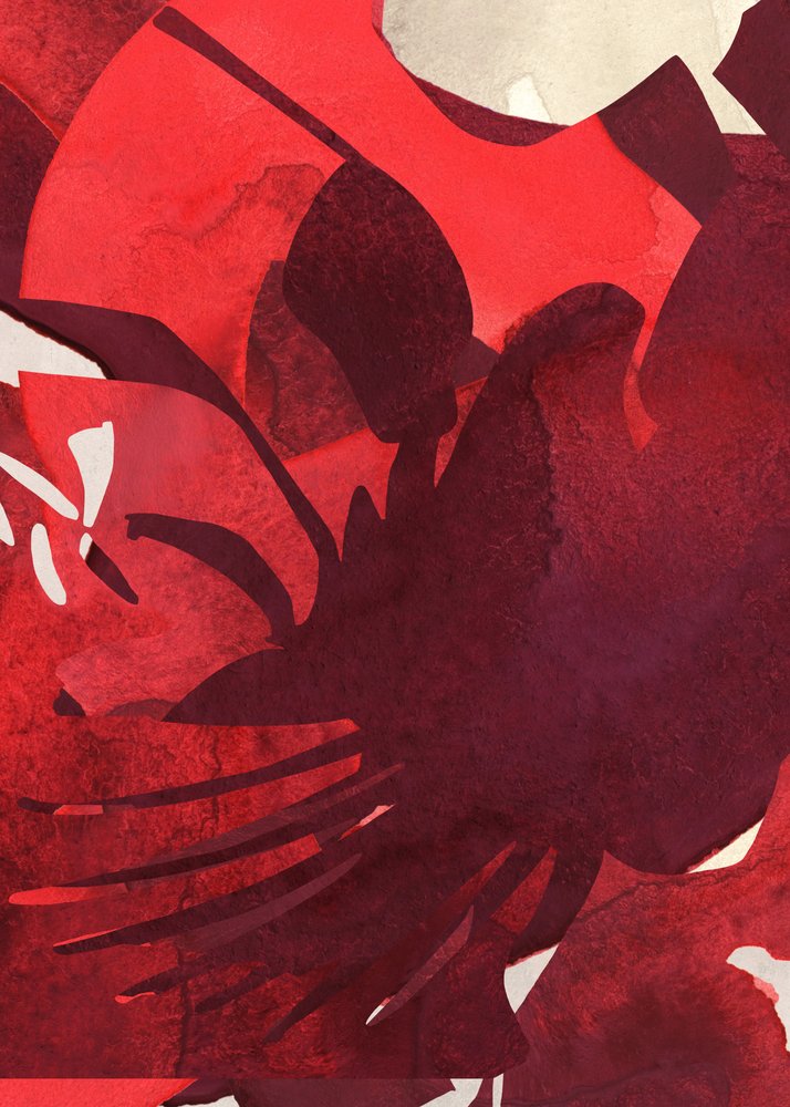 Vibrant Crimson Petals by Jenja Braun