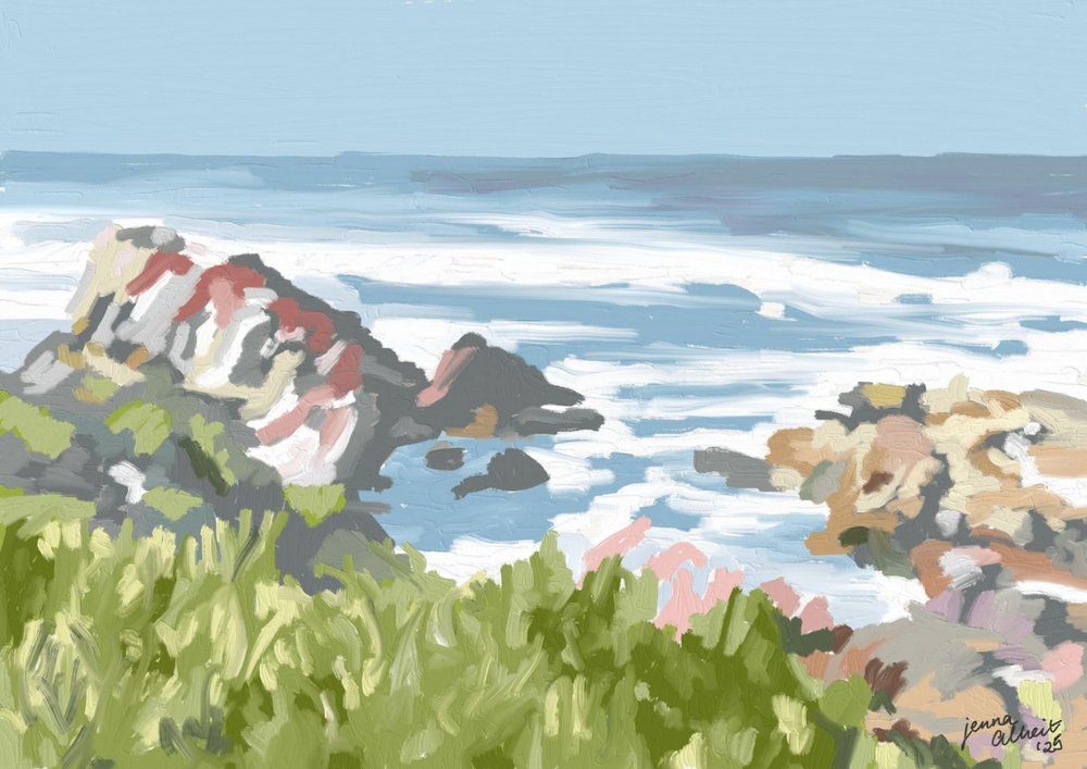 Coastal Waves and Rocks by Jenna Alheit