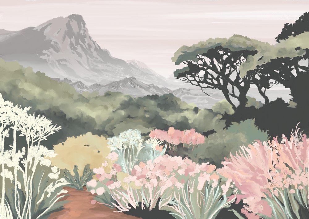 Flowering Mountain Landscape by Jenna Alheit