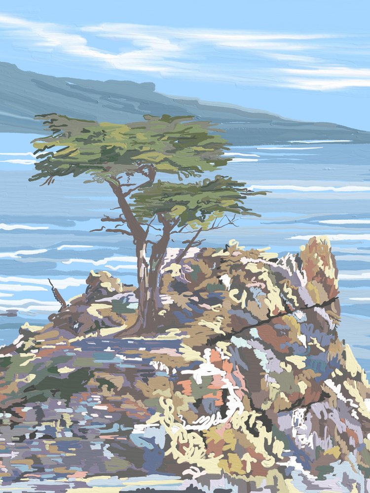 Lone Cypress Ocean View by Jenna Alheit