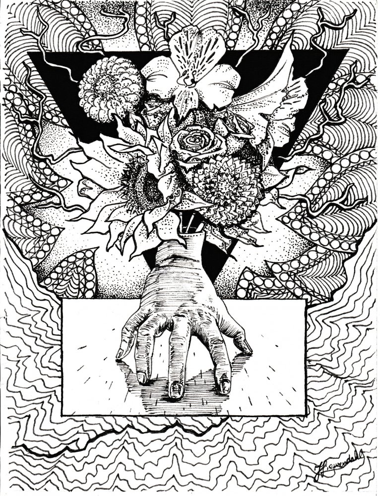 Surreal Hand Floral Reflection by Johan Liewendahl